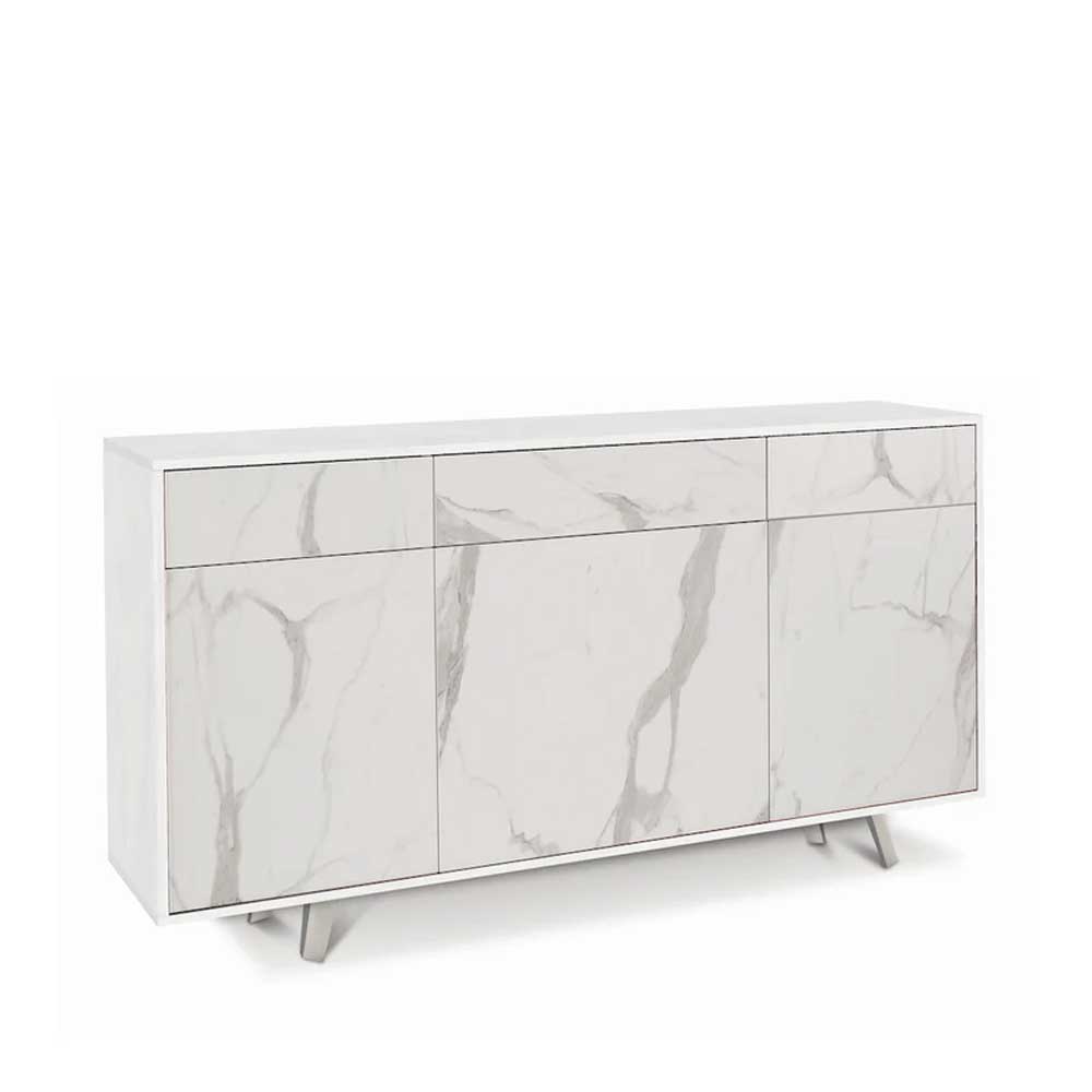 Mobile Madia a 3 Ante e 3 Cassetti Push-Pull finitura Struttura Ossido Bianco / Finitura Frontale Marmo Calacatta by Sarmog by CeramicStore | Lo specialista del tuo bagno