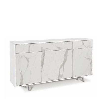 Mobile Madia a 3 Ante e 3 Cassetti Push-Pull finitura Struttura Ossido Bianco / Finitura Frontale Marmo Calacatta by Sarmog by CeramicStore | Lo specialista del tuo bagno