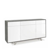 Mobile Madia a 3 Ante e 3 Cassetti Push-Pull finitura Struttura Cemento / Finitura Frontale Bianco Lucido by Sarmog by CeramicStore | Lo specialista del tuo bagno