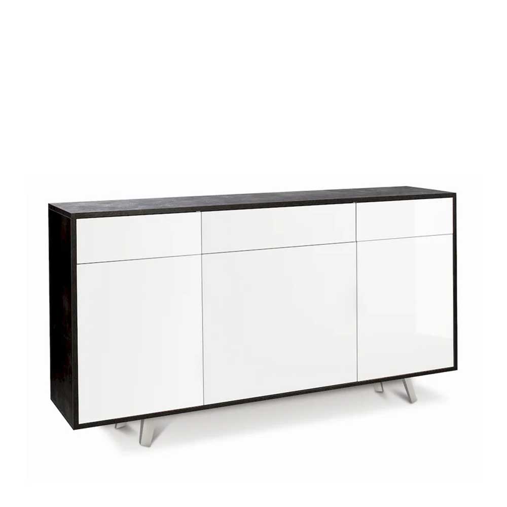 Mobile Madia a 3 Ante e 3 Cassetti Push-Pull finitura Struttura Ossido Nero / Finitura Frontale Bianco Lucido by Sarmog by CeramicStore | Lo specialista del tuo bagno
