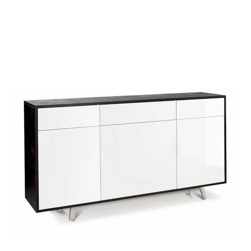 Mobile Madia a 3 Ante e 3 Cassetti Push-Pull finitura Struttura Ossido Nero / Finitura Frontale Bianco Lucido by Sarmog by CeramicStore | Lo specialista del tuo bagno