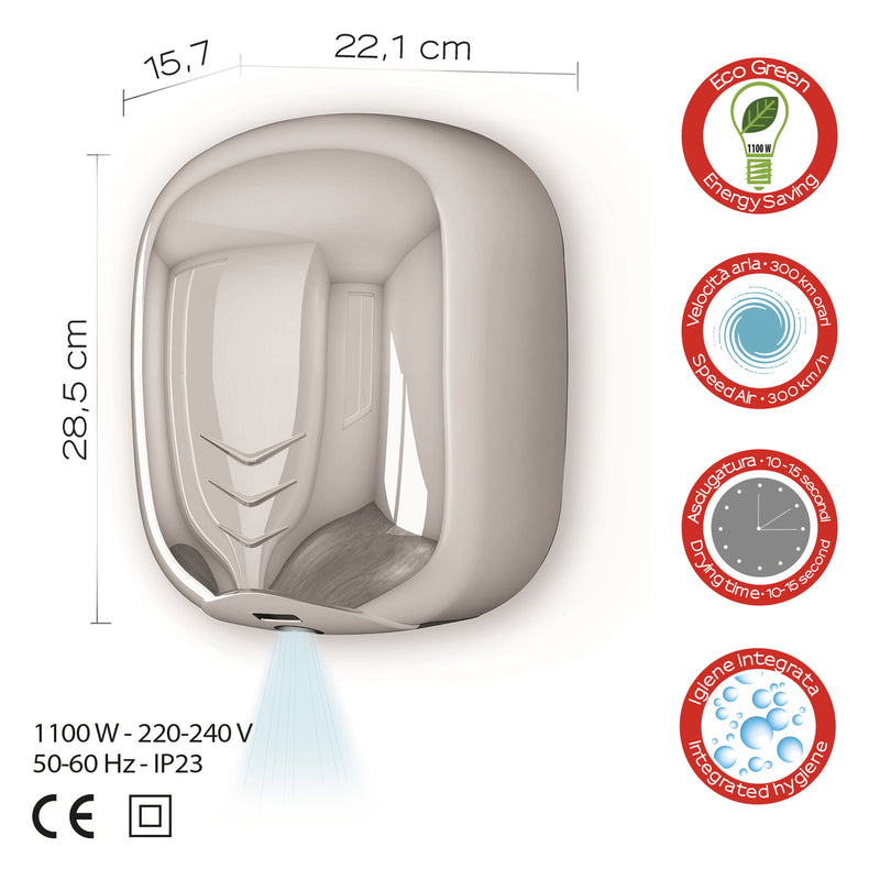 Gedy Eco-Jet Bora - Asciugamani Fotocellula Cromato by CeramicStore | Lo specialista del tuo bagno