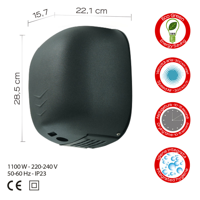 Gedy Eco-Jet Bora - Asciugatura Rapida Fotocellula Satinato by CeramicStore | Lo specialista del tuo bagno