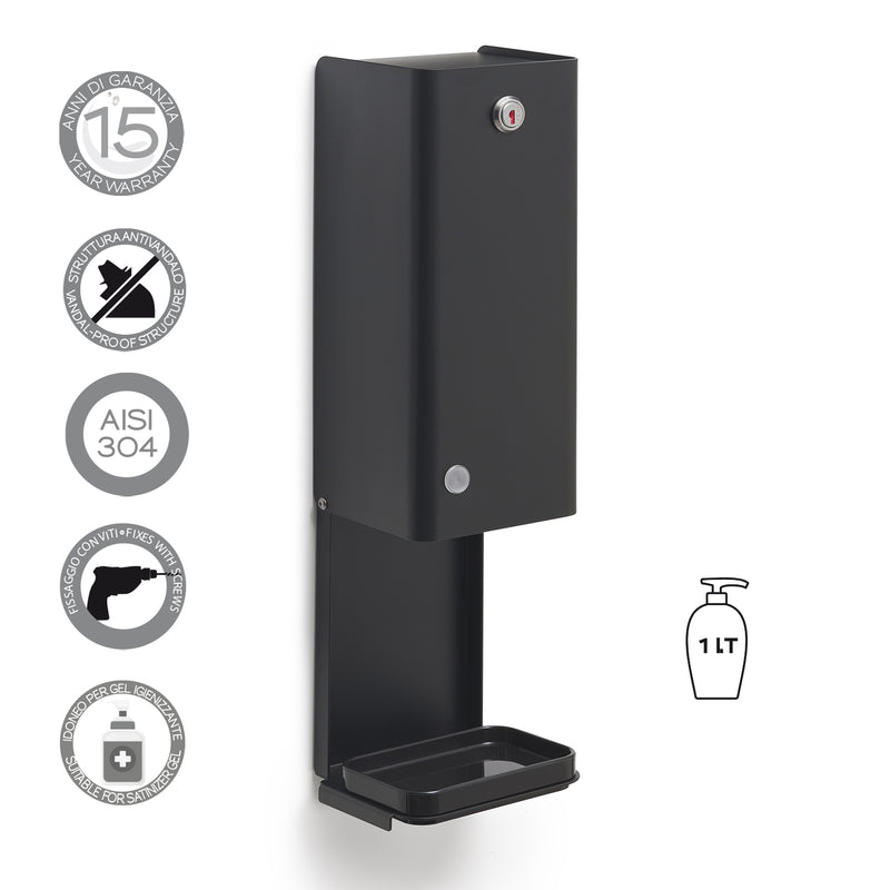Distributore di sapone/gel igienizzante Touchless di Gedy modello Bonito - Nero Matt by CeramicStore | Lo specialista del tuo bagno