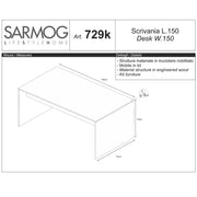 Scrivania da ufficio con piano superficiale antigraffio ad alta densità da 120X73 cm finitura Ossido Bianco by Sarmog by CeramicStore | Lo specialista del tuo bagno