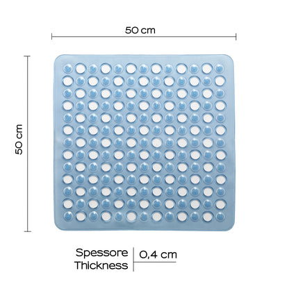 Tappeto antiscivolo doccia 50x50 modello Maim di Gedy - Trasparente azzurro by CeramicStore | Lo specialista del tuo bagno