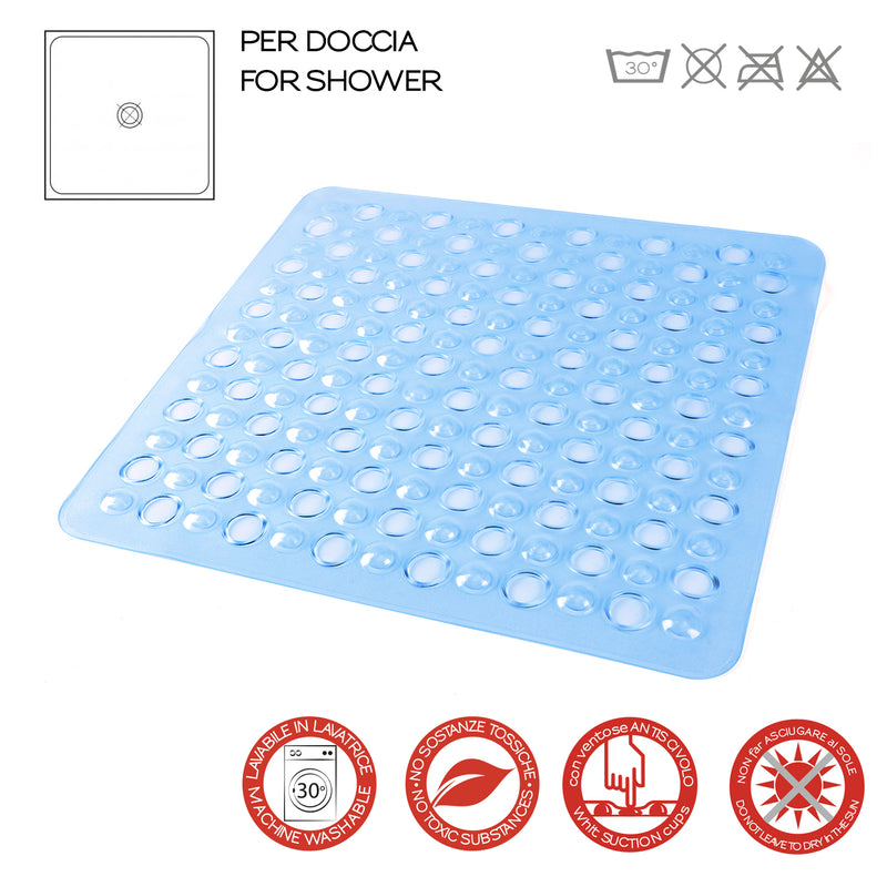Tappeto antiscivolo doccia 50x50 modello Maim di Gedy - Trasparente azzurro by CeramicStore | Lo specialista del tuo bagno