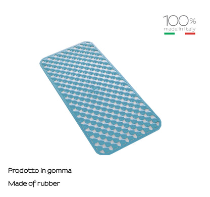 Tappeto antiscivolo vasca 36x71 in gomma modello Geo di Gedy - Azzurro by CeramicStore | Lo specialista del tuo bagno