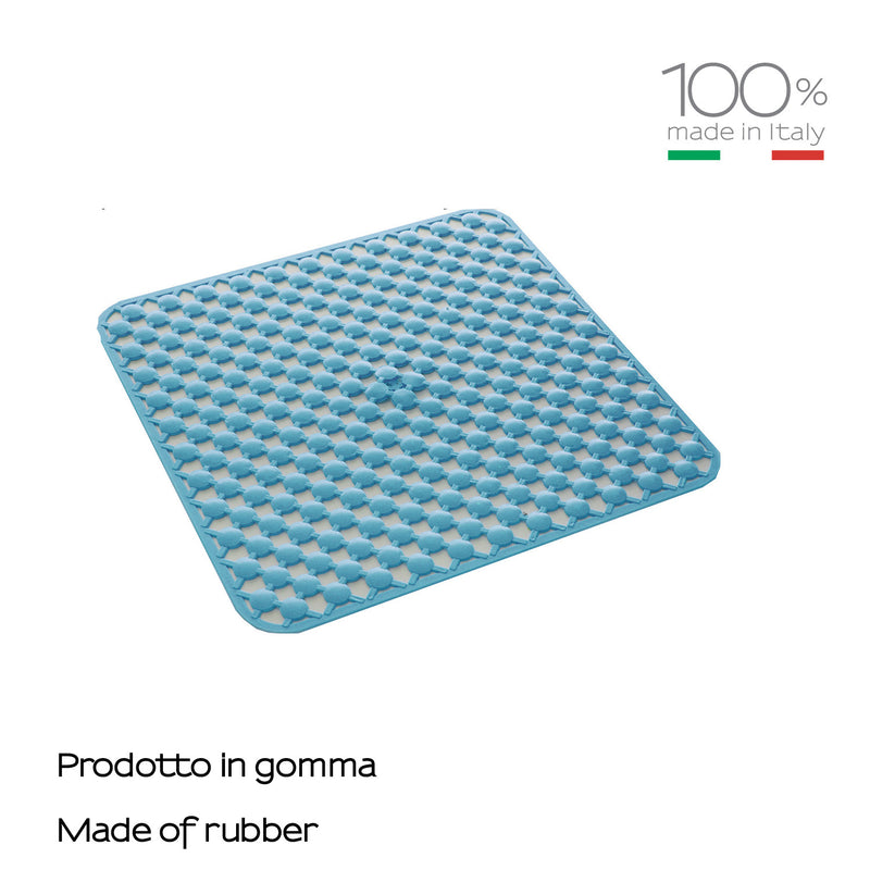 Tappeto antiscivolo doccia 53x53 in gomma modello Geo di Gedy - Azzurro by CeramicStore | Lo specialista del tuo bagno