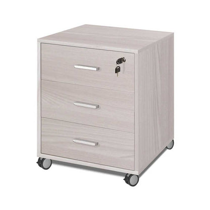 Cassettiera su Ruote da ufficio con tre cassetti e serratura finitura Struttura Olmo Chiaro / Finitura Frontale Olmo Chiaro by Sarmog by CeramicStore | Lo specialista del tuo bagno