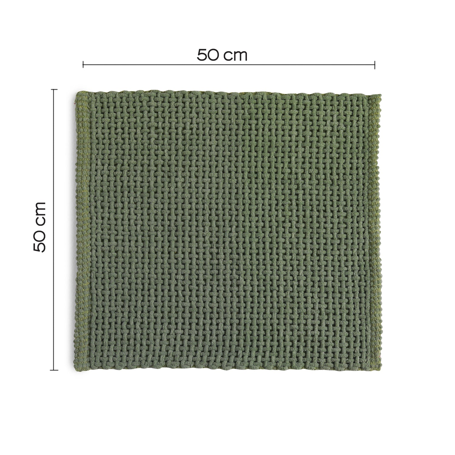 Tappeto 50x50 in cotone e poliestere con fondo antiscivolo Knot di Gedy - Verde by CeramicStore | Lo specialista del tuo bagno