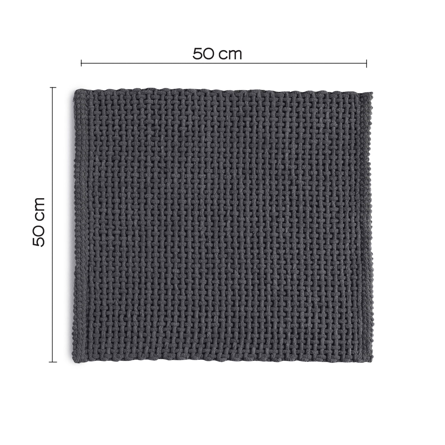 Tappeto 50x50 in cotone e poliestere con fondo antiscivolo Knot di Gedy - Grigio by CeramicStore | Lo specialista del tuo bagno