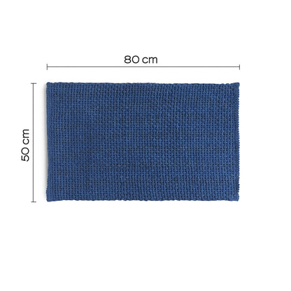 Tappeto 50x80 in cotone e poliestere con fondo antiscivolo Knot di Gedy - Blu by CeramicStore | Lo specialista del tuo bagno