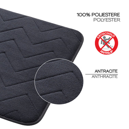 Tappeto 40x60 in memory foam con fondo antiscivolo Mousse di Gedy - Antracite by CeramicStore | Lo specialista del tuo bagno