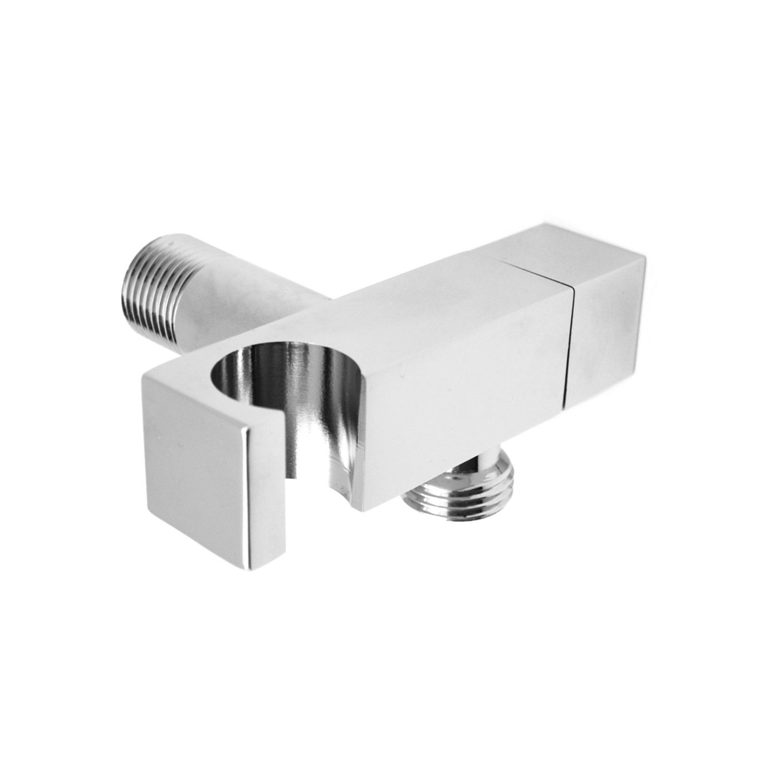 Supporto doccia design squadrato con rubinetto d'arresto in ottone cromato by CeramicStore | Lo specialista del tuo bagno