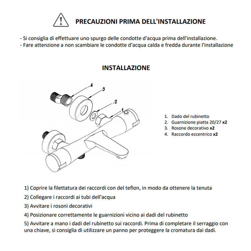 Gruppo vasca esterno termostatico completo di kit doccia con flessibile modello Jane by CeramicStore | Lo specialista del tuo bagno