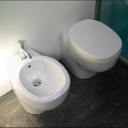 Coppia di sanitari filomuro Globo modello Olivia 55x37 cm con copriwater a chiusura rallentata
