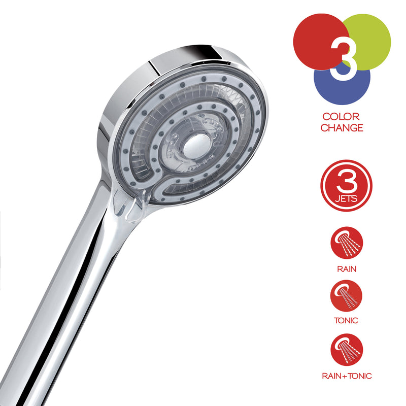Doccetta a 3 getti con Led 7 colori modello Light 00 di Gedy - Cromato by CeramicStore | Lo specialista del tuo bagno