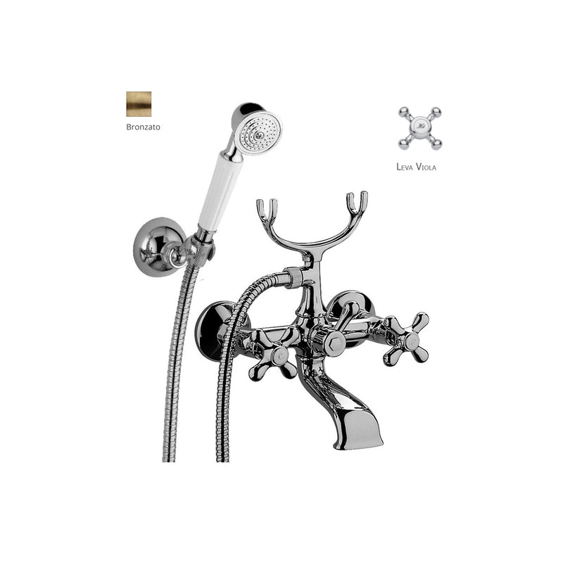 Gruppo vasca/doccia lusso con deviatore Paffoni serie Viola - Bronzato