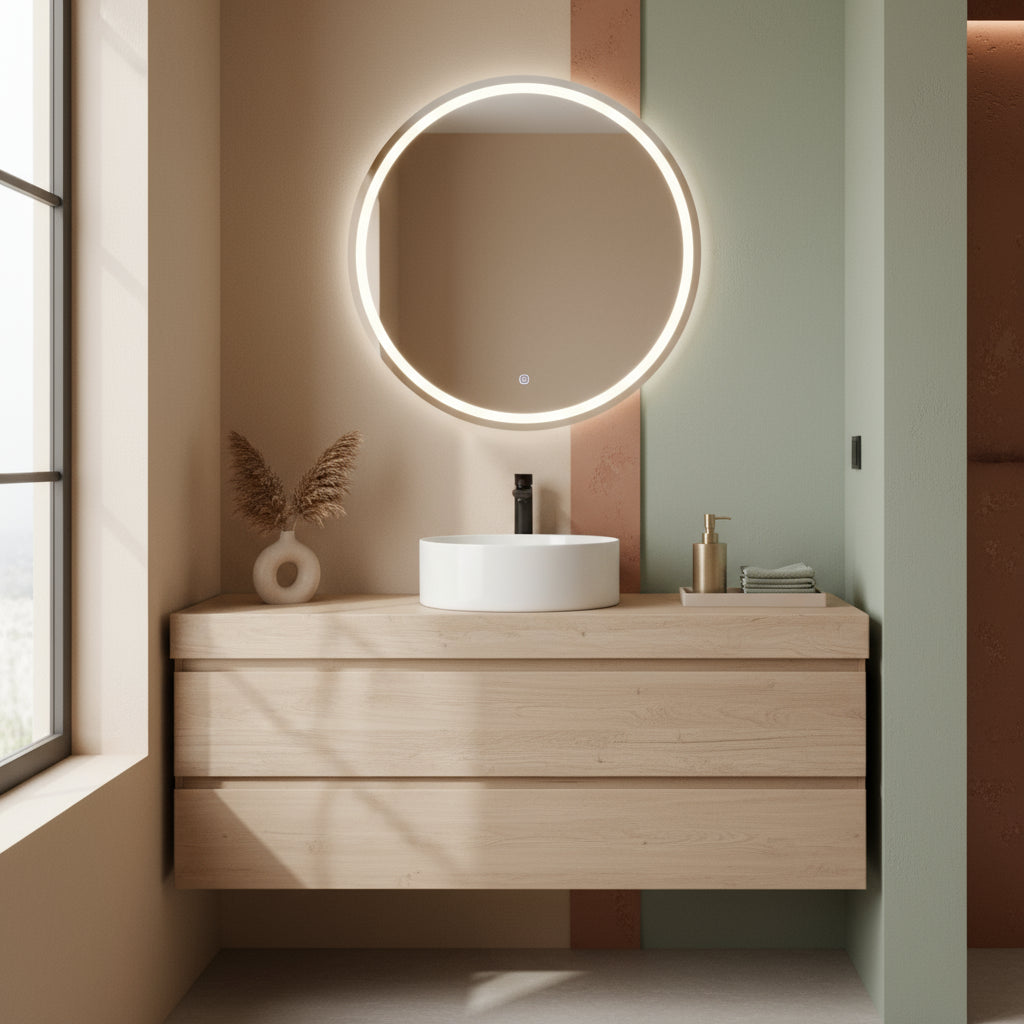 Lavabo rotondo Azzurra serie Aurea 40x40x17 cm - Bianco lucido