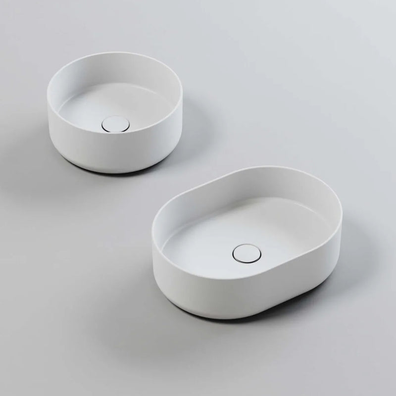Lavabo rotondo Azzurra serie Aurea 55x40x17 cm - Bianco lucido