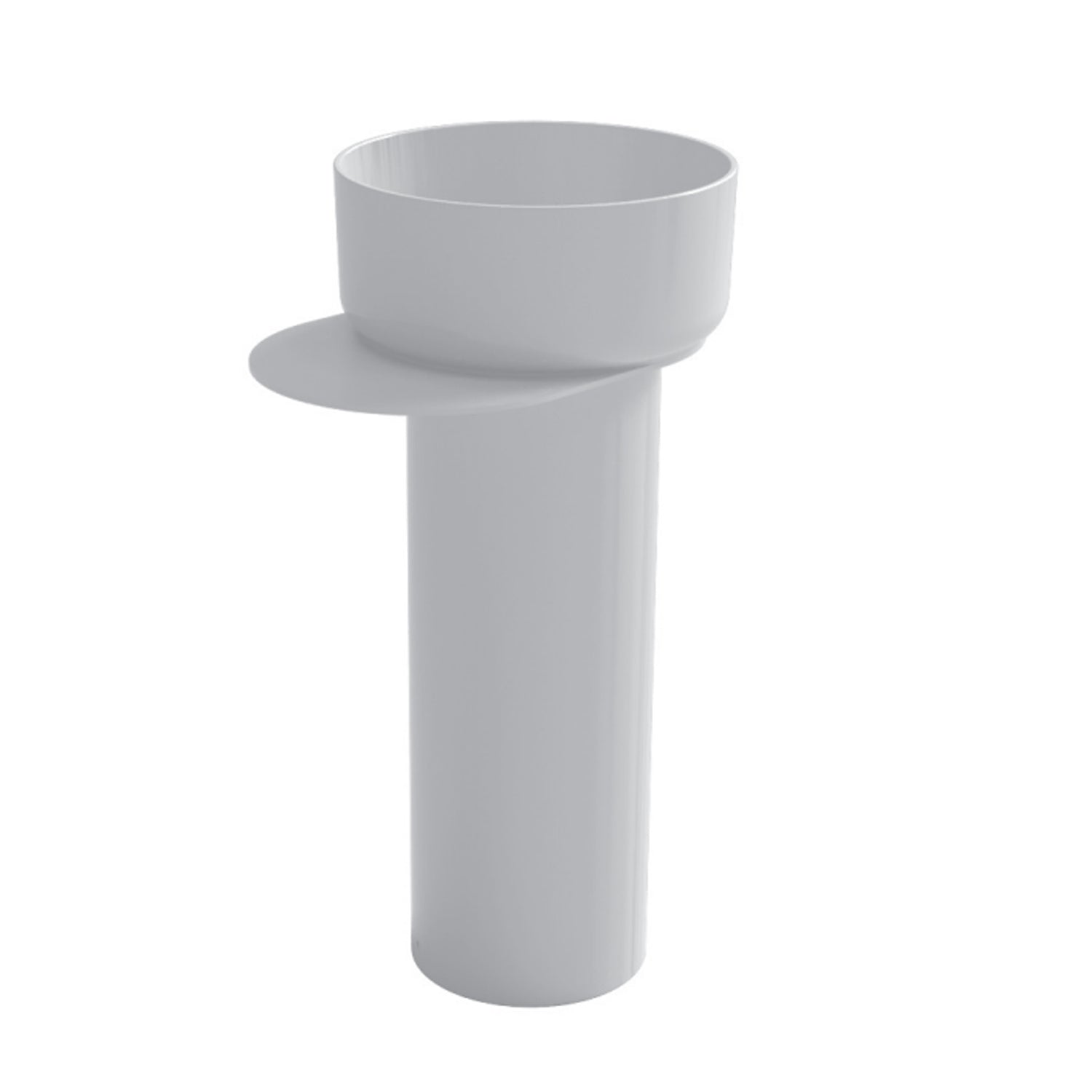 Lavabo rotondo Azzurra serie Aurea 40x40x17 cm con colonna e piano portaoggetti - Bianco lucido
