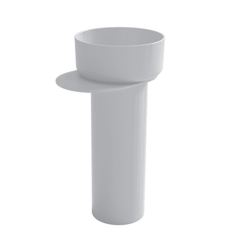 Lavabo rotondo Azzurra serie Aurea 40x40x17 cm con colonna e piano portaoggetti - Bianco lucido
