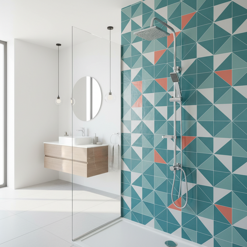 Colonna doccia quadrata con soffione 17,5x17,5 cm con doccetta modello Tempio cromato