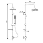 Colonna doccia quadrata con soffione 17,5x17,5 cm con doccetta modello Tempio cromato by CeramicStore | Lo specialista del tuo bagno