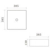 Lavabo d'appoggio quadrato in ceramica bianca senza troppo pieno cm 39