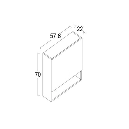 Pensile a due ante con ripiano a giorno e due ripiani interni Xilon Eko col. bianco opaco cm 58x22x70h by CeramicStore | Lo specialista del tuo bagno