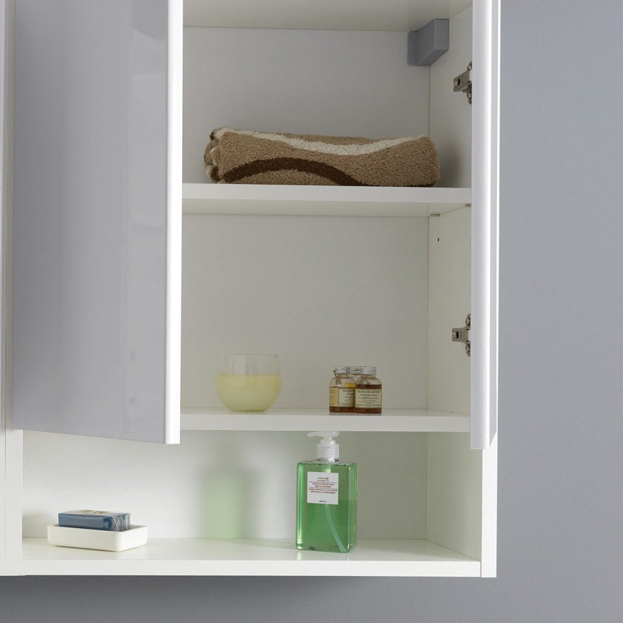 Pensile a due ante con ripiano a giorno e due ripiani interni Xilon Eko col. bianco opaco cm 58x22x70h by CeramicStore | Lo specialista del tuo bagno