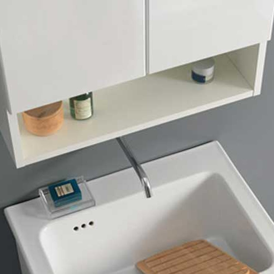 Pensile a due ante con ripiano a giorno e due ripiani interni Xilon Eko col. bianco opaco cm 58x22x70h by CeramicStore | Lo specialista del tuo bagno