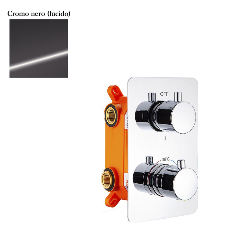 Termostatico doccia incasso 2 vie in ottone con easy box cromo nero by CeramicStore | Lo specialista del tuo bagno