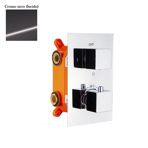 Termostatico doccia incasso squadrato 2 vie in ottone con easy box cromo nero by CeramicStore | Lo specialista del tuo bagno