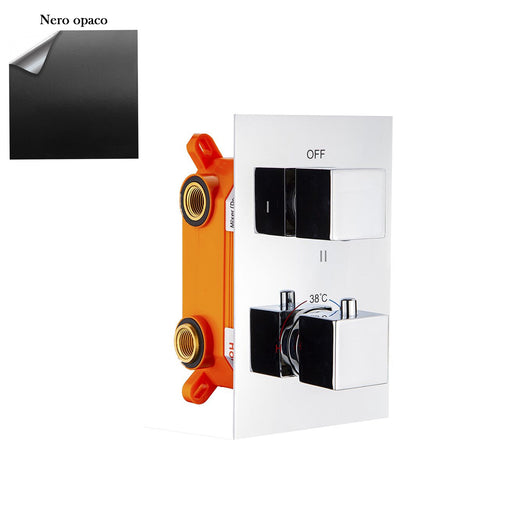 Termostatico doccia incasso squadrato 2 vie in ottone con easy box nero opaco by CeramicStore | Lo specialista del tuo bagno