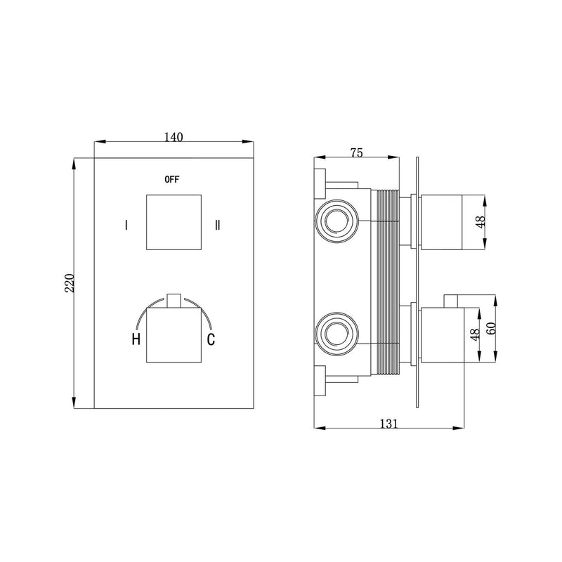Termostatico doccia incasso squadrato 2 vie con easy box bronzo by CeramicStore | Lo specialista del tuo bagno