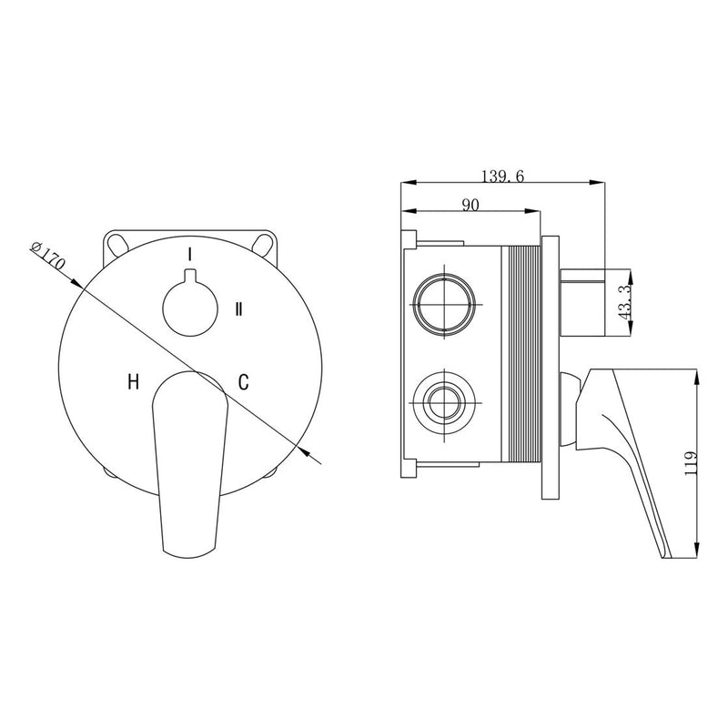 Termostatico doccia incasso tondo 3 vie con easybox rame by CeramicStore | Lo specialista del tuo bagno