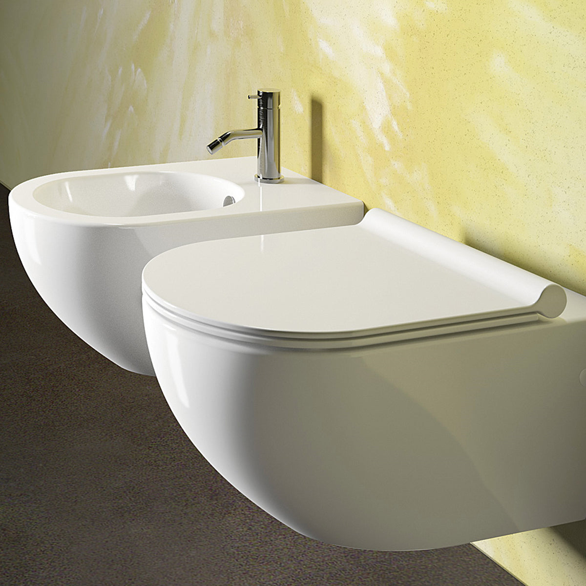 Sanitari Sospesi Ceramica Catalano Sfera 54 Senza Brida Newflush con sedile Soft Close Plus Bianco Satinato