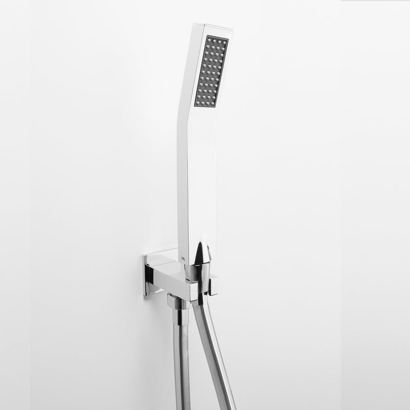 Pratico kit doccia by ARES con punto acqua rettangolare. Doccetta in ottone modello 'JOY' by CeramicStore | Lo specialista del tuo bagno