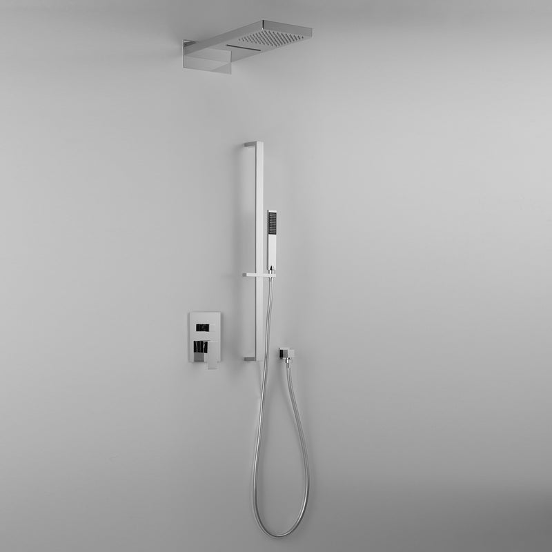 Composizione doccia ARES con soffione rettangolare a doppia funzione, saliscendi e miscelatore by CeramicStore | Lo specialista del tuo bagno