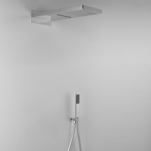 Composizione doccia ARES con soffione integrato a 2 funzioni in acciaio inox e doccetta by CeramicStore | Lo specialista del tuo bagno