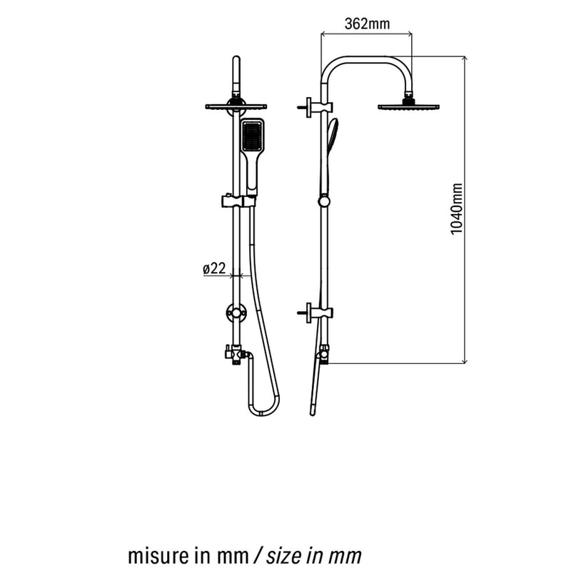 Colonna doccia Andros a ponte in ottone: deviatore attacco flessibile da 1/2" M by CeramicStore | Lo specialista del tuo bagno