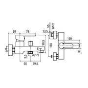Miscelatore esterno monocomando per vasca Queen con deviatore e supporto orientabile by CeramicStore | Lo specialista del tuo bagno