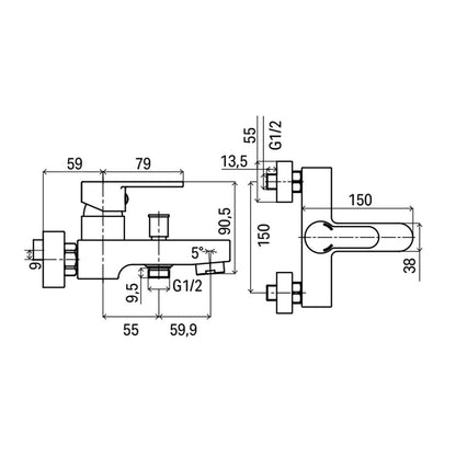 Miscelatore esterno monocomando per vasca Queen con deviatore e supporto orientabile by CeramicStore | Lo specialista del tuo bagno