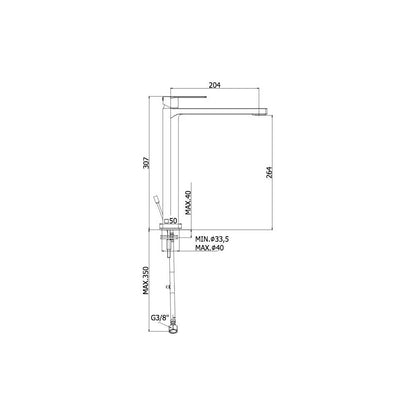 Miscelatore lavabo prolungato senza scarico serie Tango modello TA081ST steel looking Paffoni by CeramicStore | Lo specialista del tuo bagno