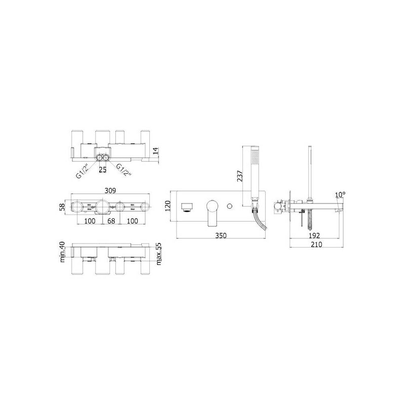 Miscelatore vasca a parete con duplex serie Tango modello TA001ST steel looking Paffoni by CeramicStore | Lo specialista del tuo bagno