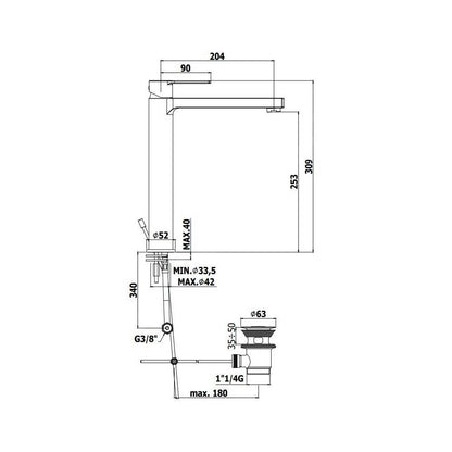 Miscelatore lavabo serie Ringo modello RIN085NO nero opaco Paffoni by CeramicStore | Lo specialista del tuo bagno