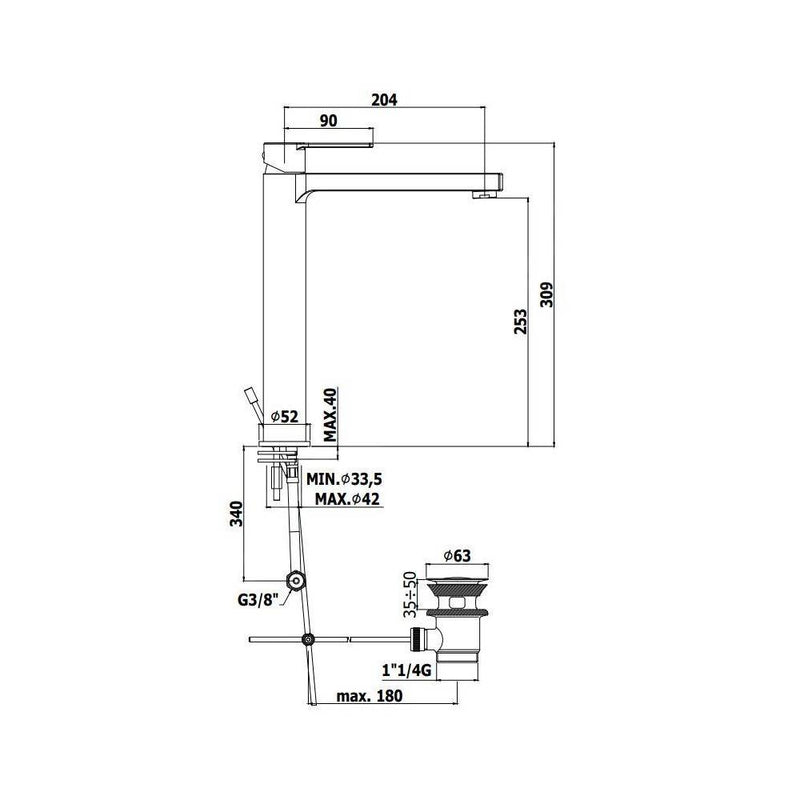 Miscelatore lavabo serie Ringo modello RIN085NO nero opaco Paffoni by CeramicStore | Lo specialista del tuo bagno