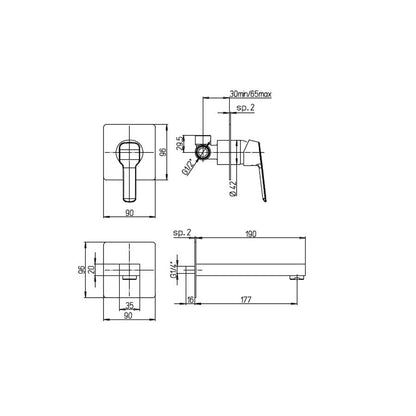 Set di Rubinetti per lavabo a muro, Bidet e Doccia incasso a due vie cromato collezione Bloom di Argo Rubinetterie by CeramicStore | Lo specialista del tuo bagno
